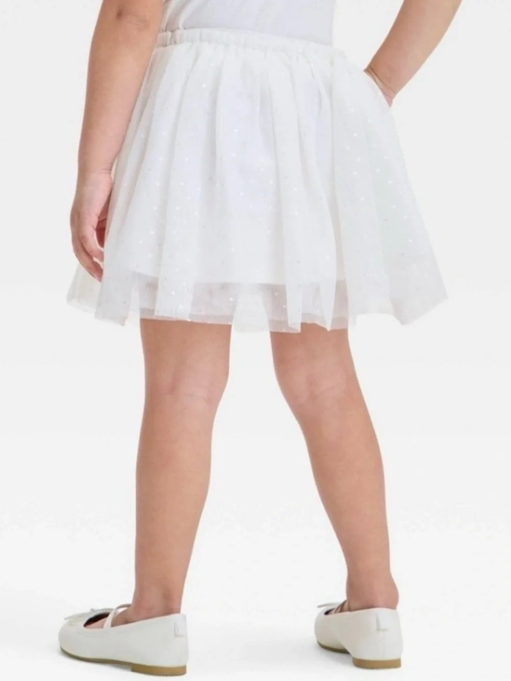 Cat & Jack Toddler Girls White Tulle Skirt Tutu Iridescent Dots Size 3T NWT